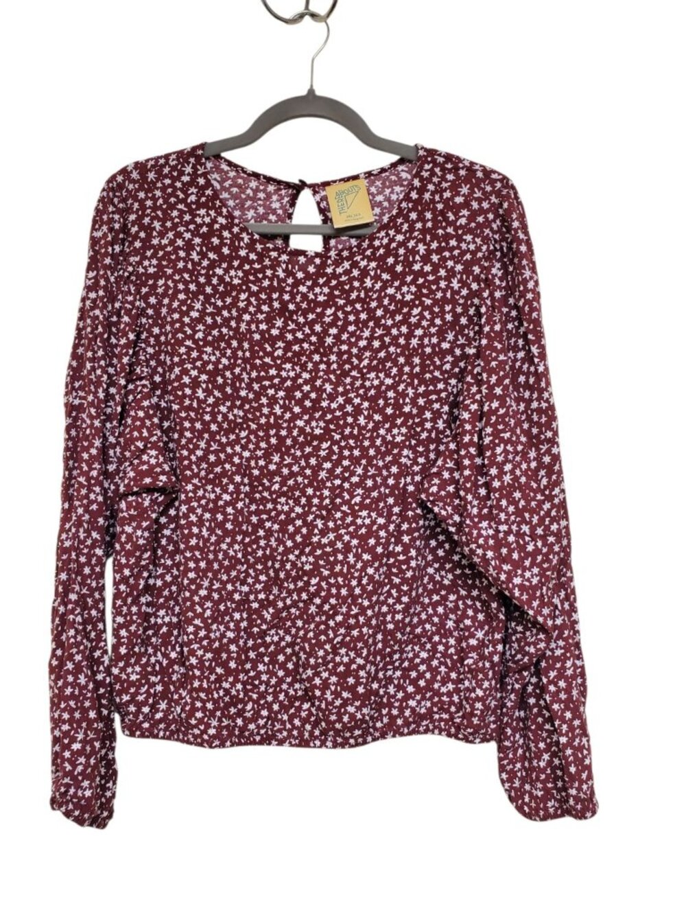Thereabouts Girl's Plus Burgundy White Ditsy Floral Long Sleeve Top 3XL (22.5)